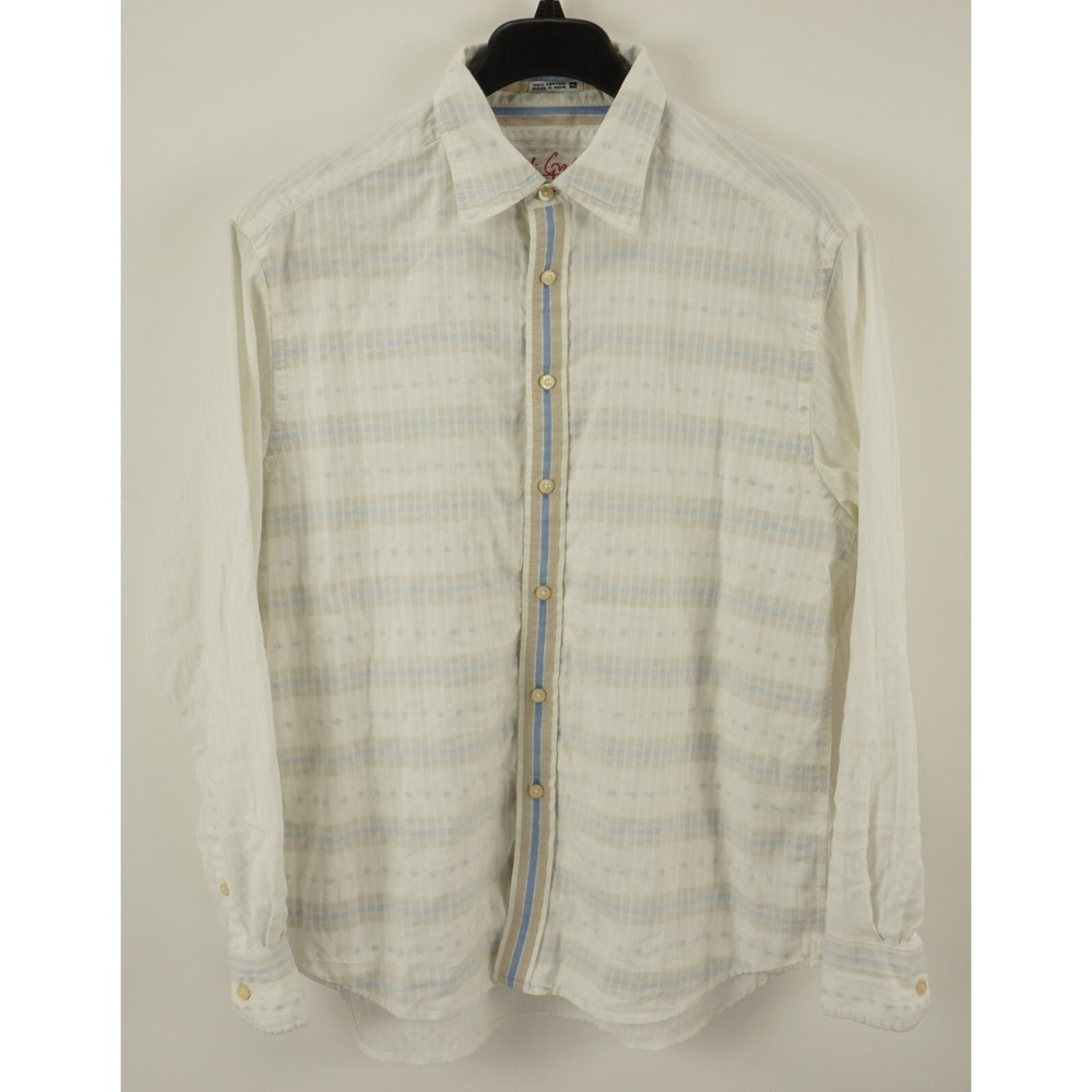 Robert Graham Men's XL‎ White Reverse Swiss Dot Stripe Western  Button Up Shirt